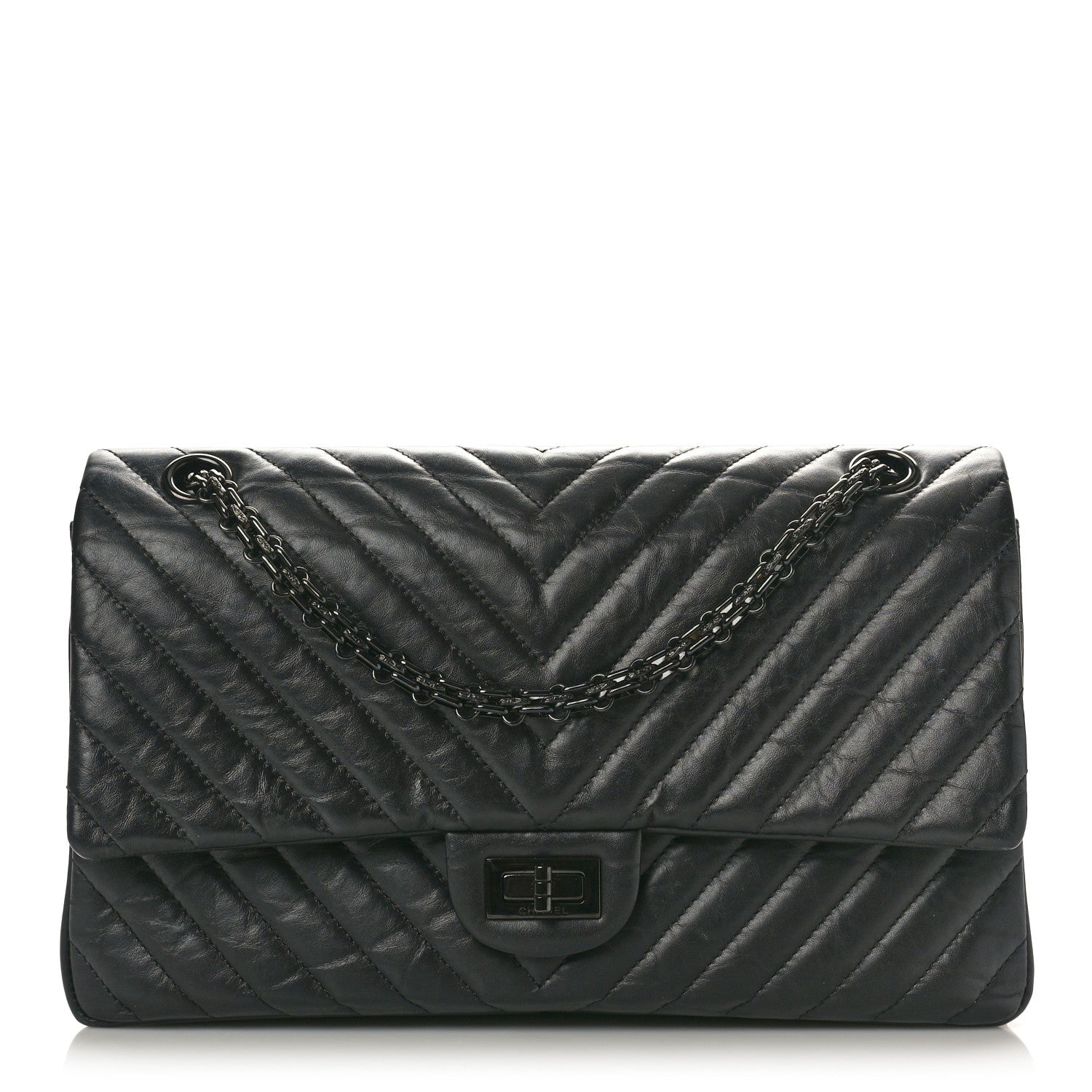 Chanel Aged Calfskin Chevron Quilted 2.55 Reissue 226 So Black 1 of 10