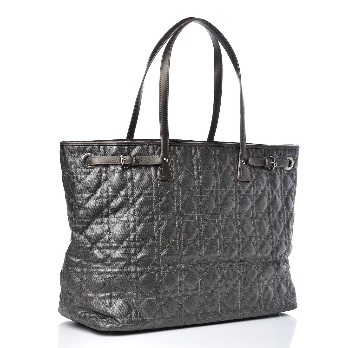 Coated Canvas Cannage Large Panarea Tote Grey