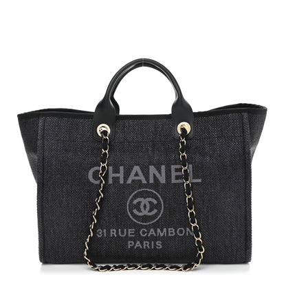 Chanel Woven Straw Raffia Medium Deauville Tote Black 1 of 11