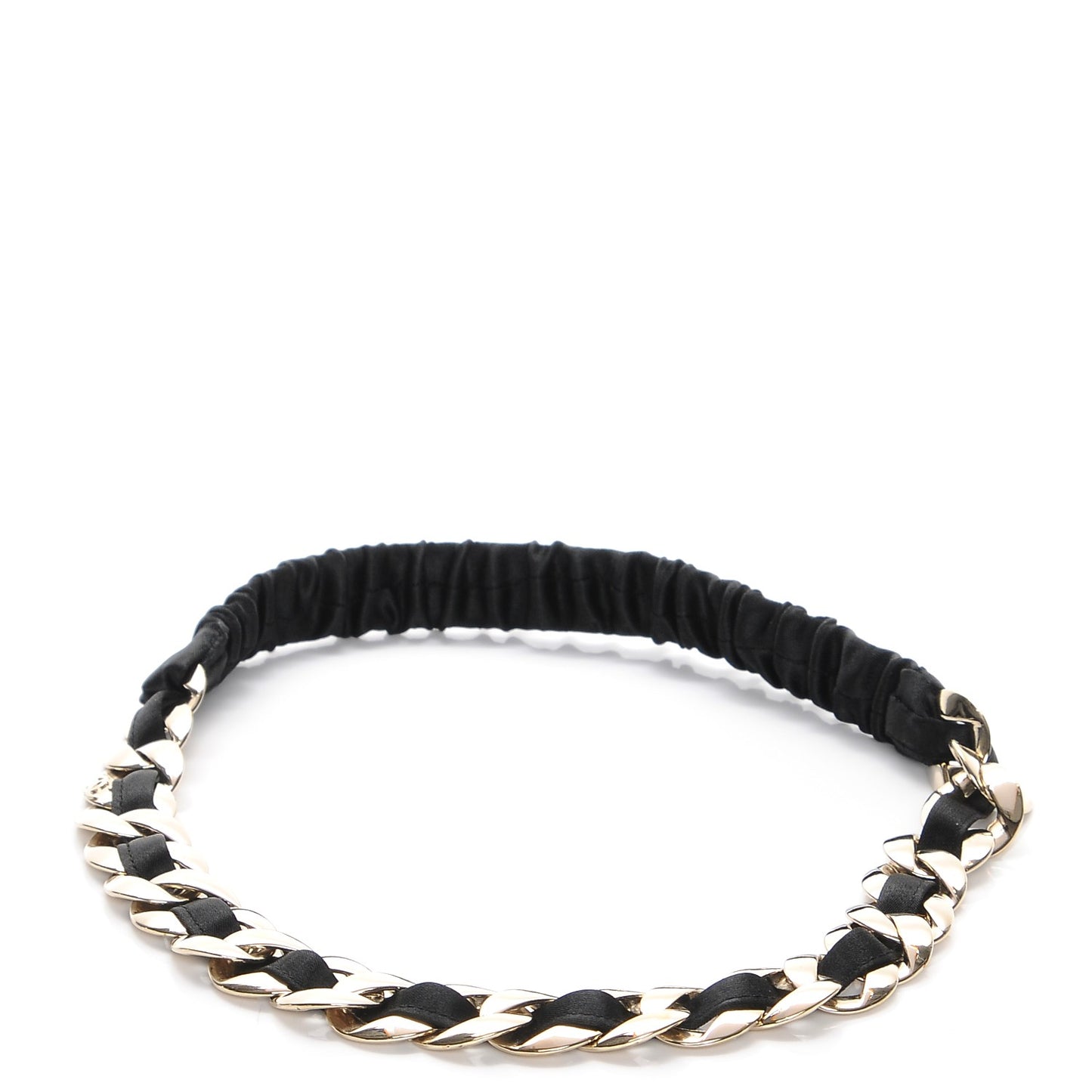 Satin Chain Headband Black Gold