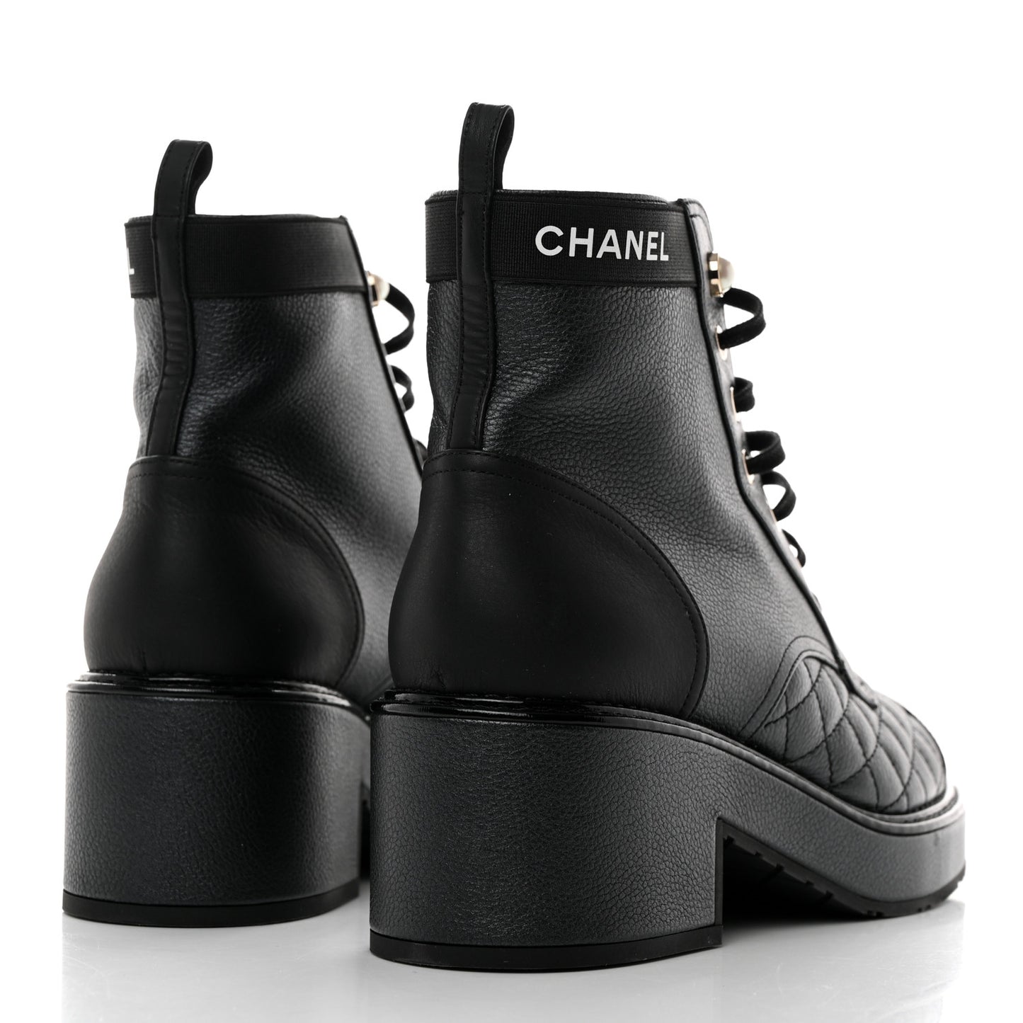 Pearly Calfskin Patent Calfskin Lace Up Combat Boots 38 Black 38 Black