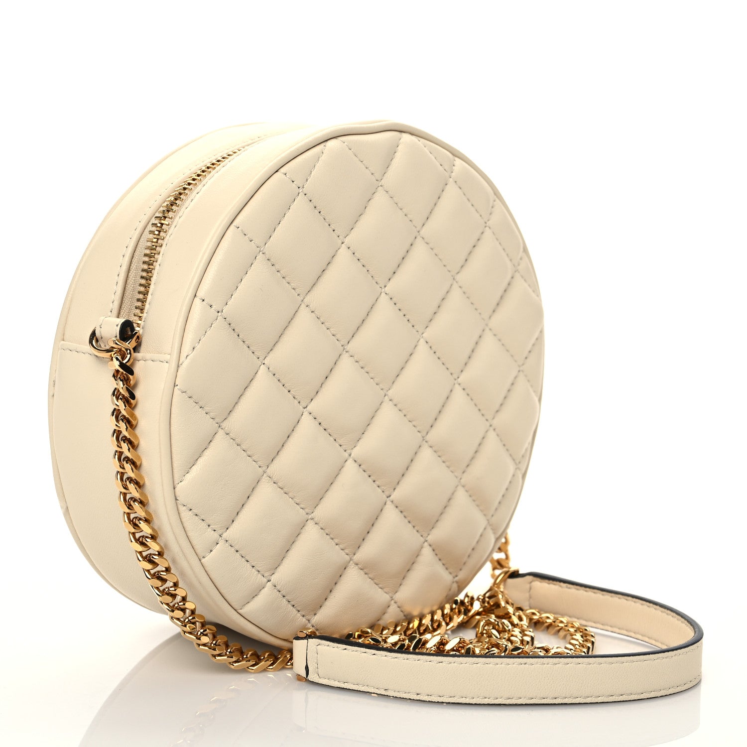 Versace Nappa Quilted La Medusa Round Camera Bag White 2 of 5