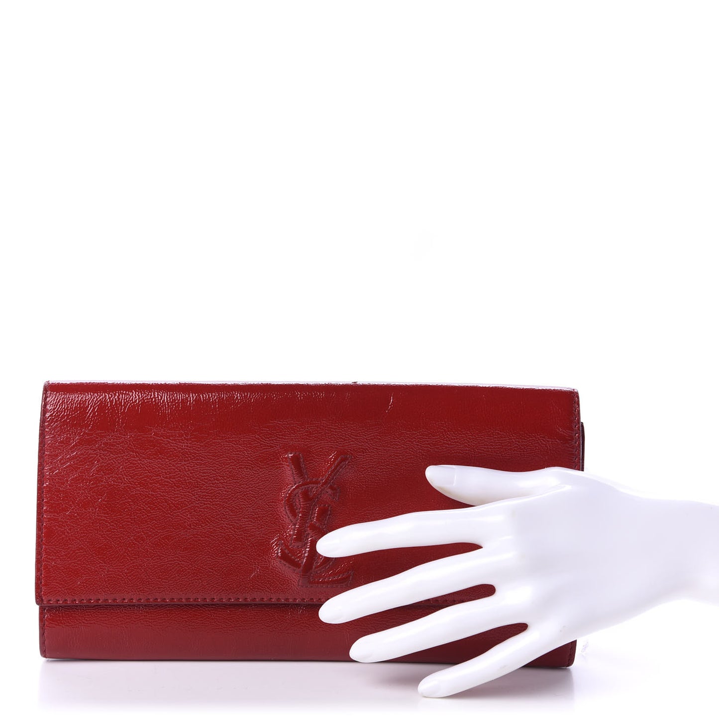 Textured Patent Monogram Small Belle De Jour Clutch Red