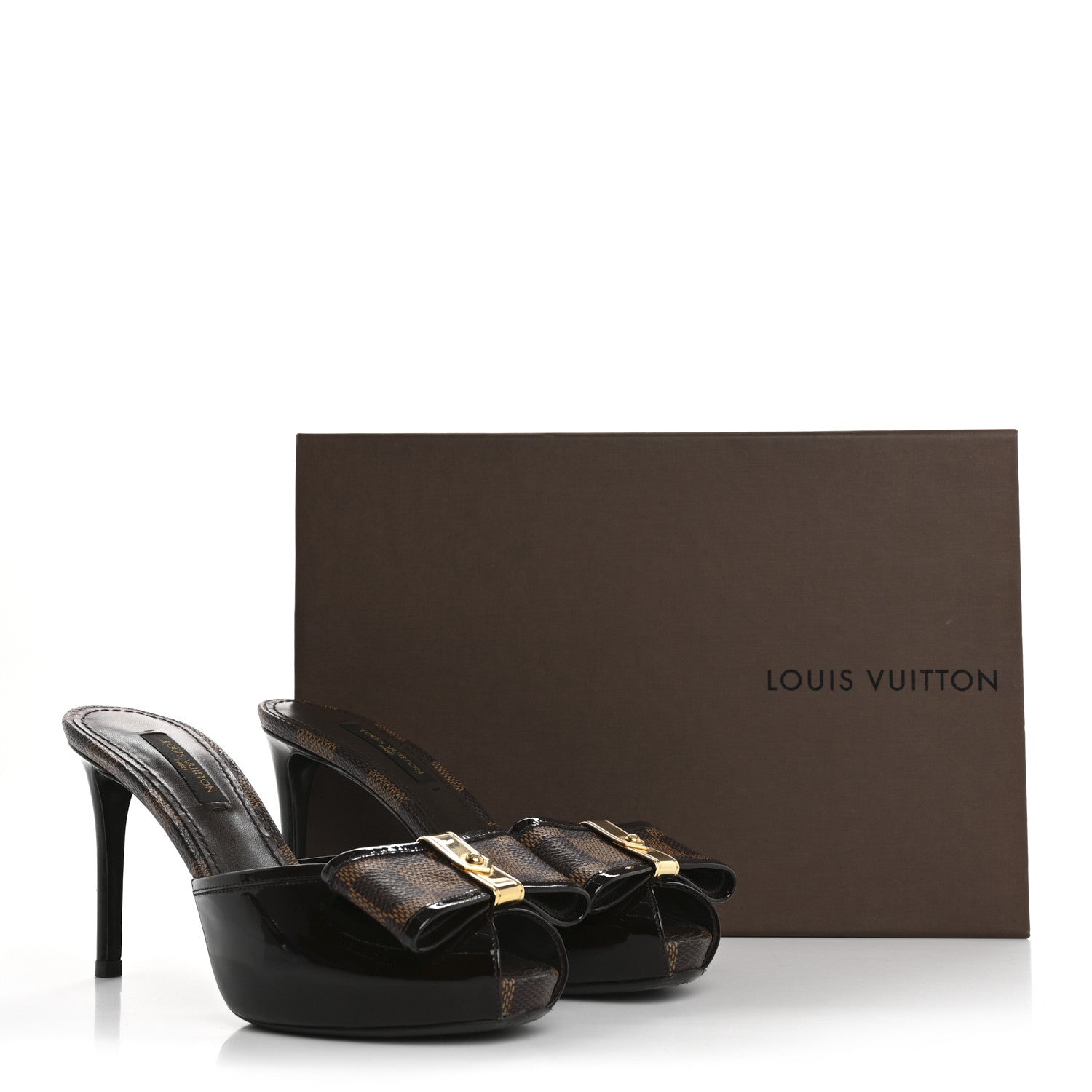 Louis Vuitton Damier Ebene Patent Valentine Mules 35 12 of 12