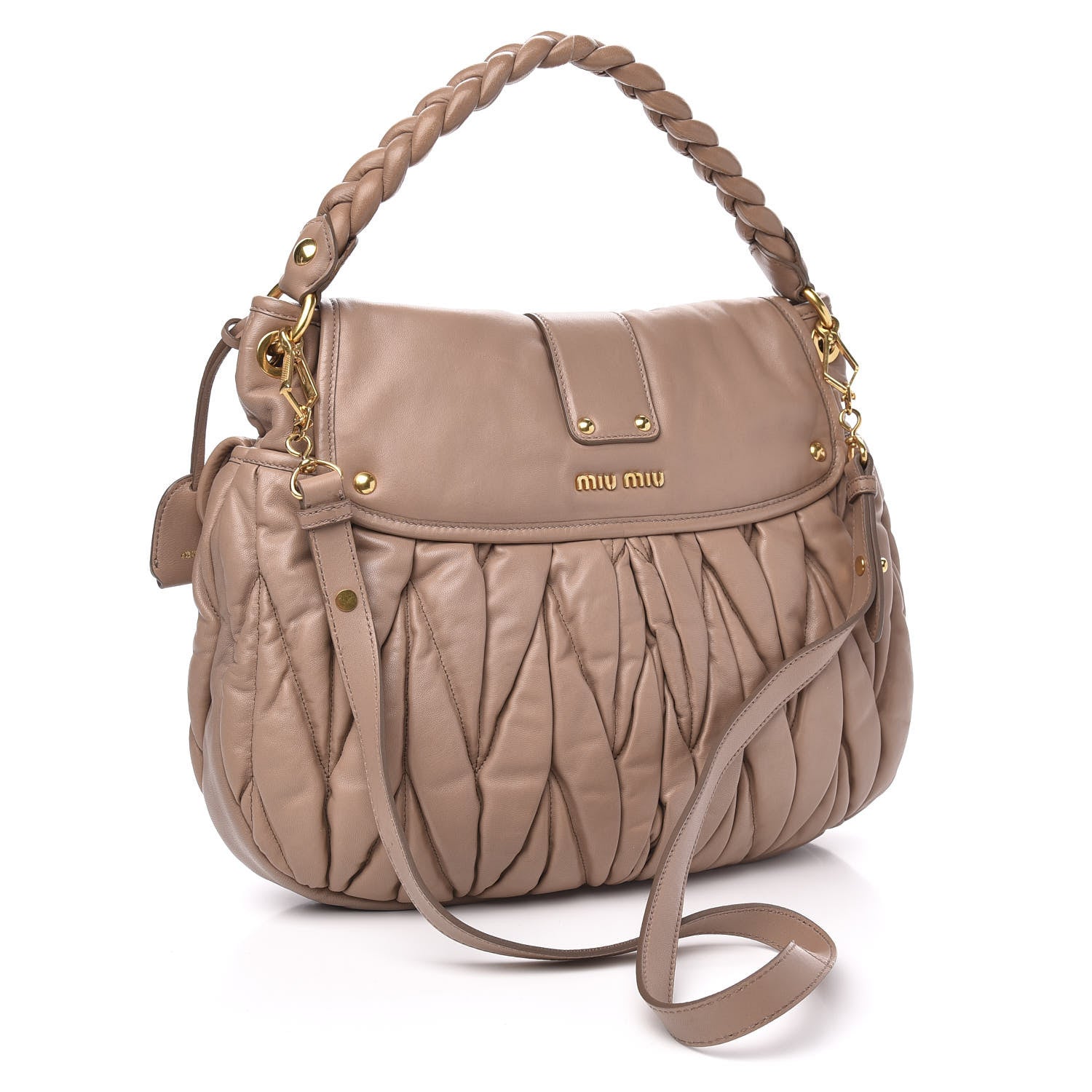 Miu Miu Nappa Matelasse Coffer Hobo Cammeo 3 of 10