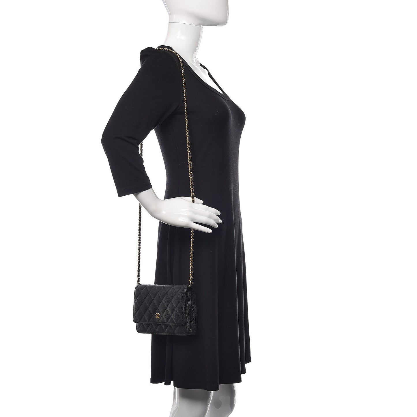 Caviar Quilted Wallet On Chain WOC Black