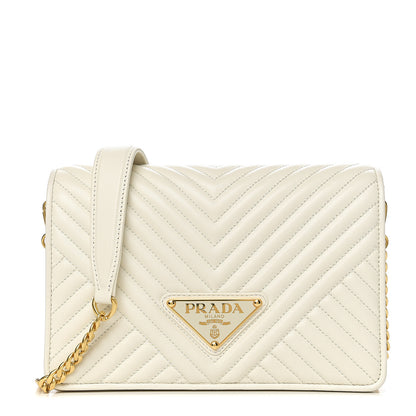 Prada Nappa Impunture Diagramme Chain Crossbody Bag Talco 1 of 8