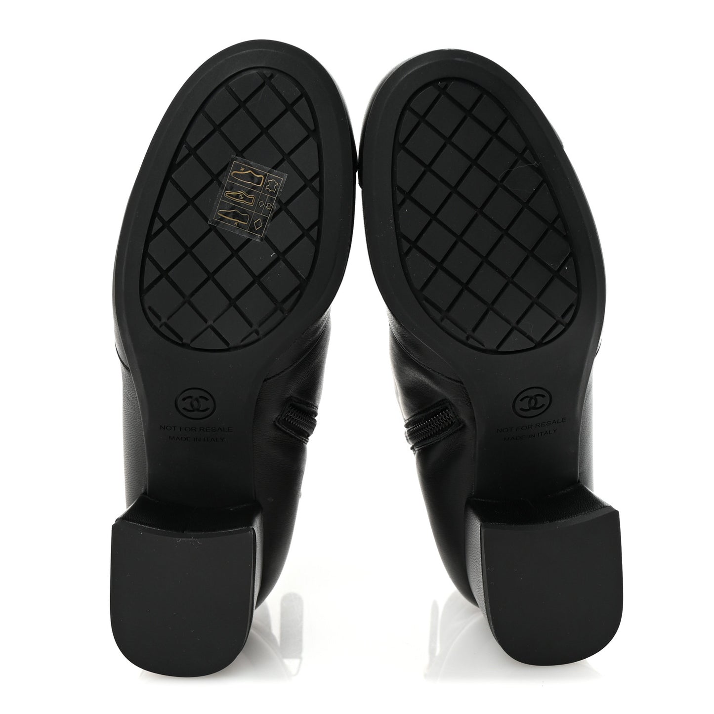 Stretch Lambskin Cap Toe CC Short Boots 35 Black