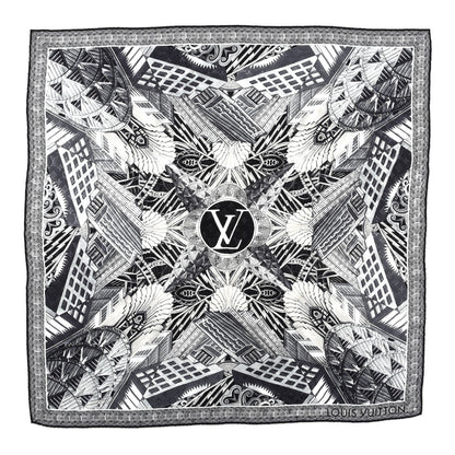 Louis Vuitton Silk Monogram Buildings Shawl Black 1 of 4
