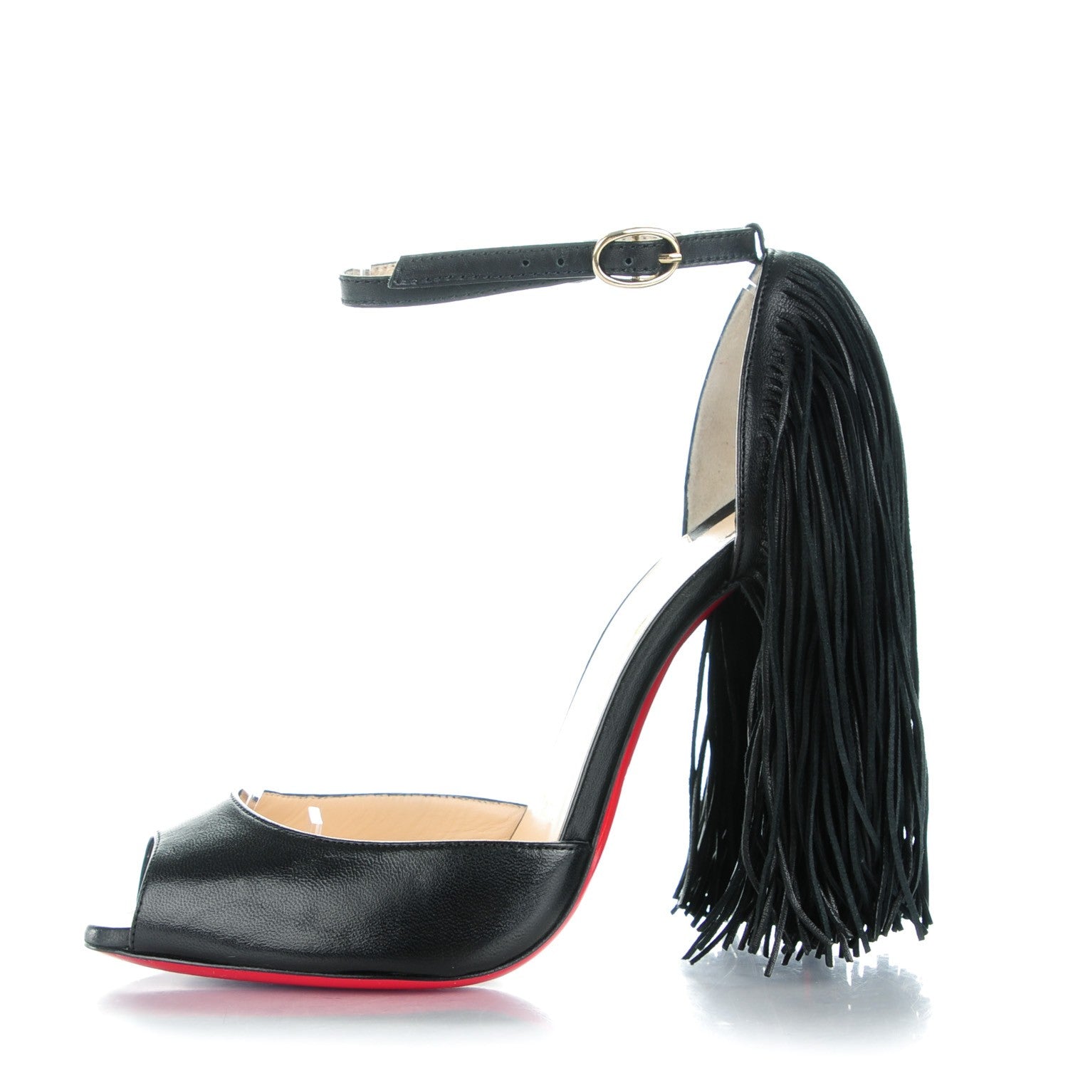 Christian Louboutin Nappa Fringe Otrot 120 Pumps 36.5 Black 1 of 8