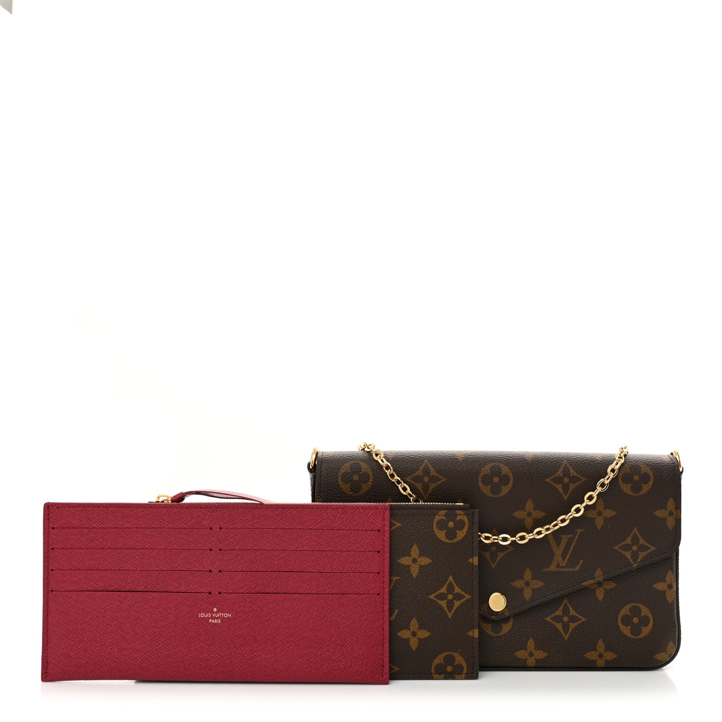 Monogram Pochette Felicie Chain Wallet Fuchsia