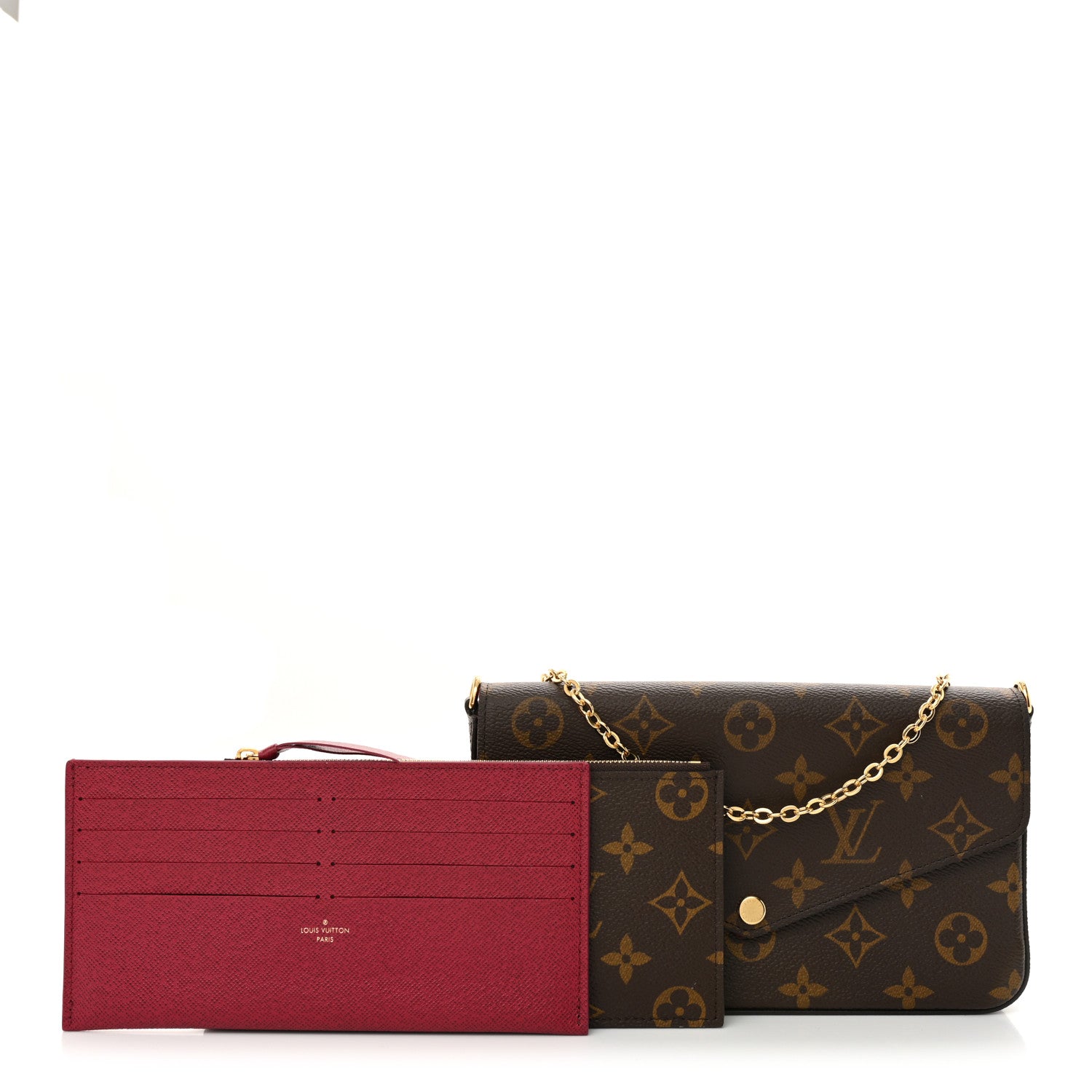 Louis Vuitton Monogram Pochette Felicie Chain Wallet Fuchsia 2 of 11