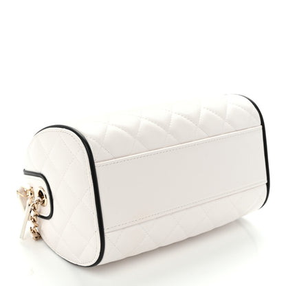 Chanel Lambskin Quilted Resin CC Mini Bowling Clutch With Chain White Black 4 of 11