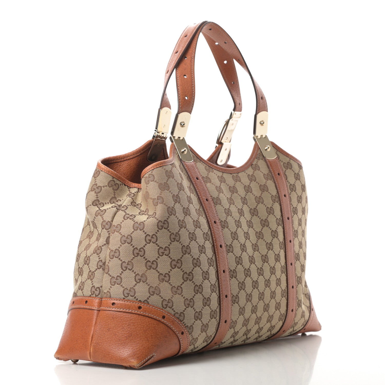 Gucci Monogram Horsebit Large Glam Shoulder Bag Brown 3 of 16