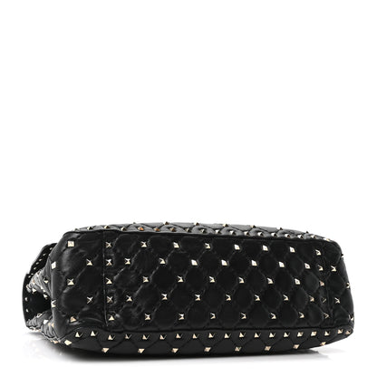 Valentino Garavani Craquele Nappa Large Rockstud Spike Shoulder Bag Black 4 of 9