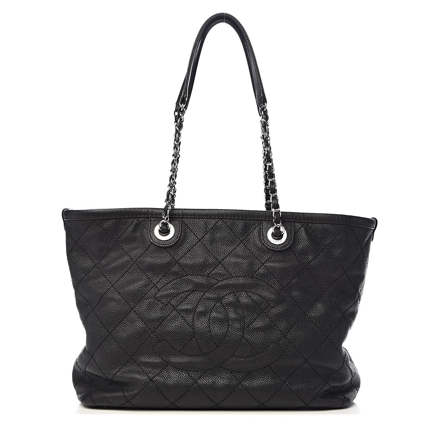 Chanel Grained Calfskin Quilted Small Daily Shopping Tote Black 3 of 12