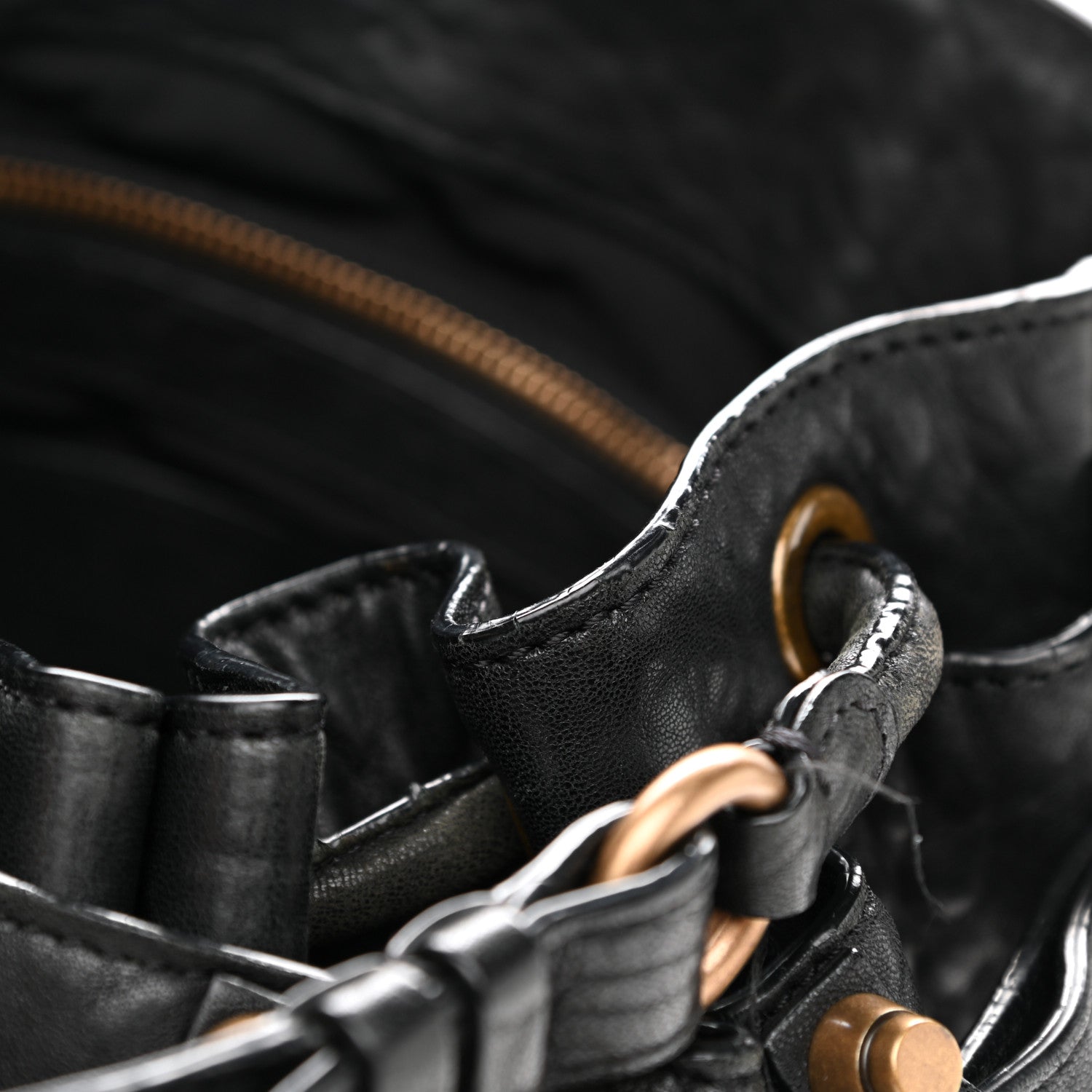 Alexander Wang Pebbled Lambskin Diego Bucket Bag Black Antique Brass Hardware 10 of 13