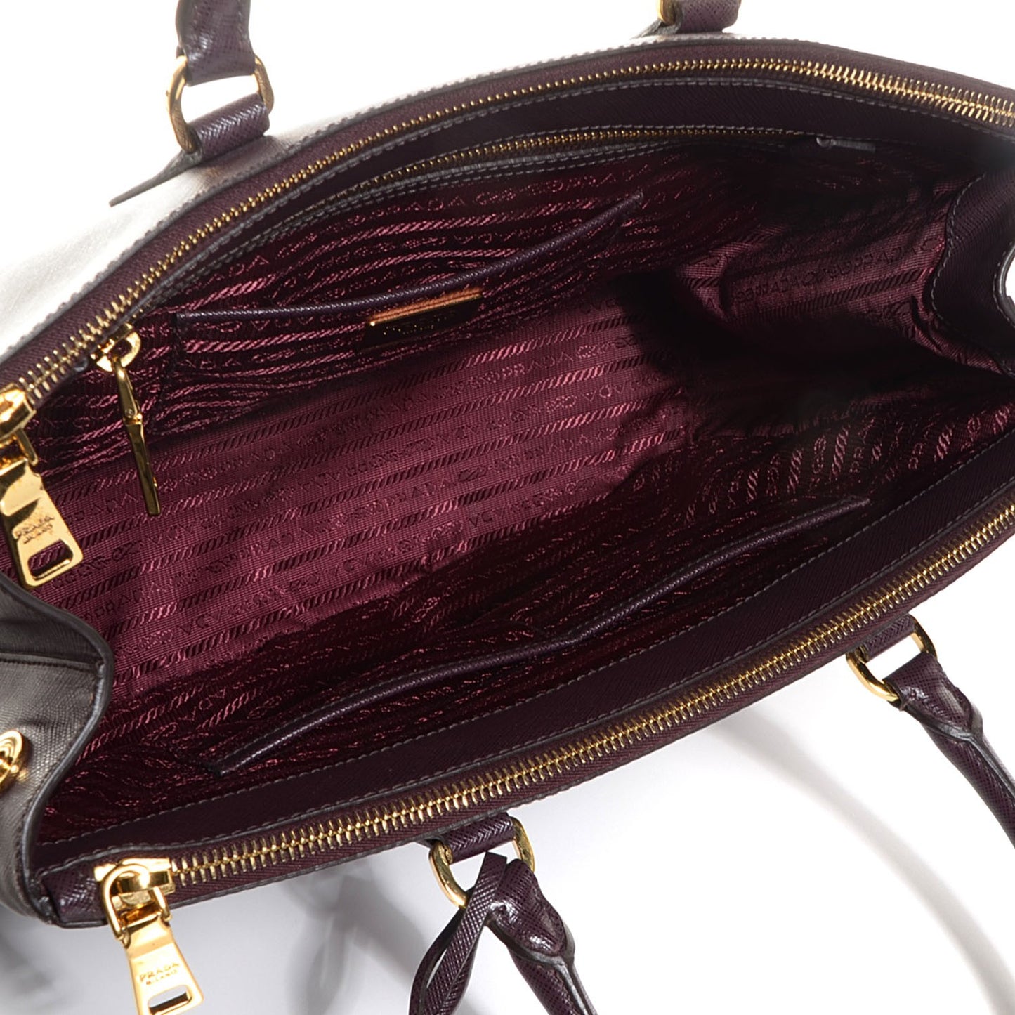 Saffiano Lux Large Double Zip Tote Bordeaux