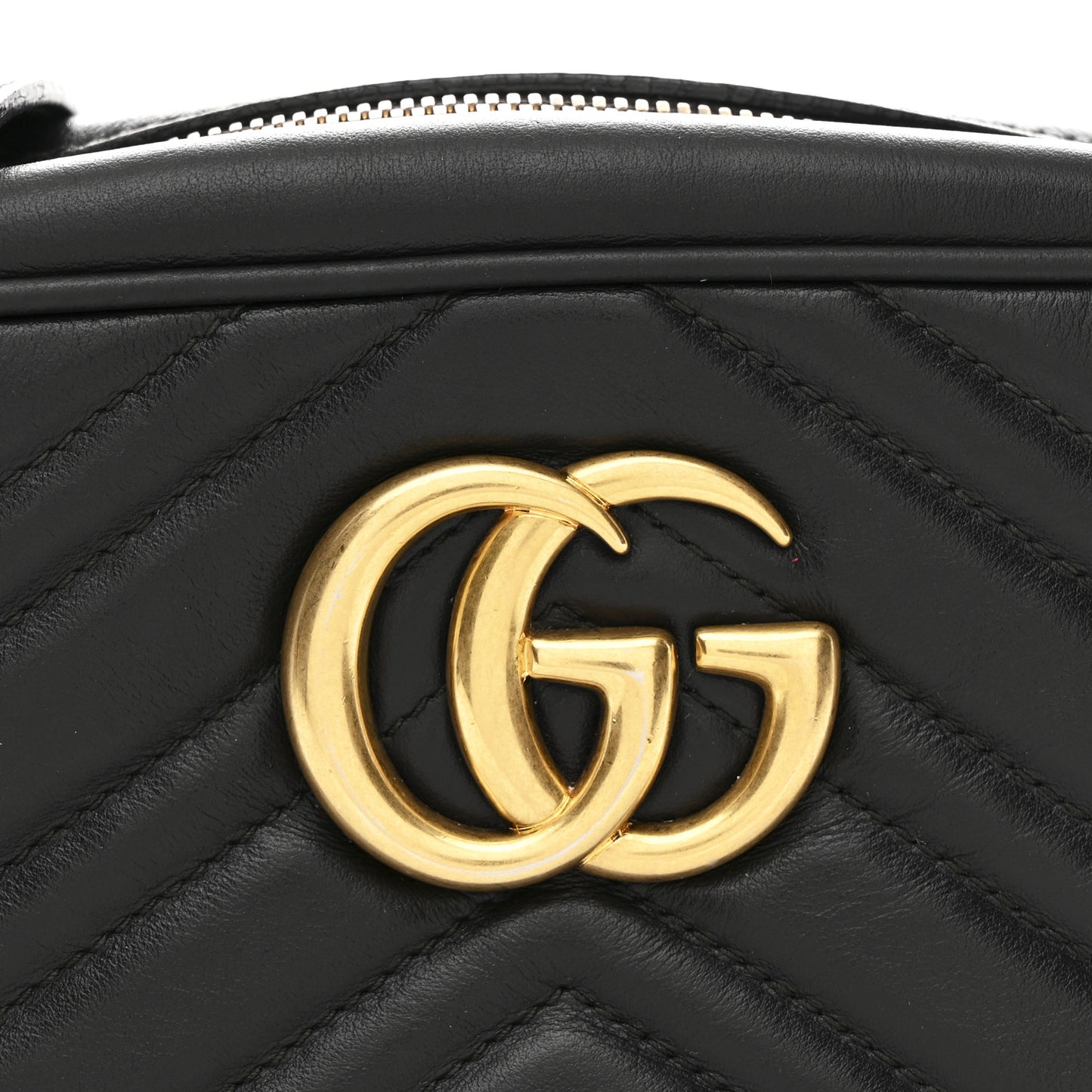 Calfskin Matelasse Small GG Marmont Chain Shoulder Bag Black