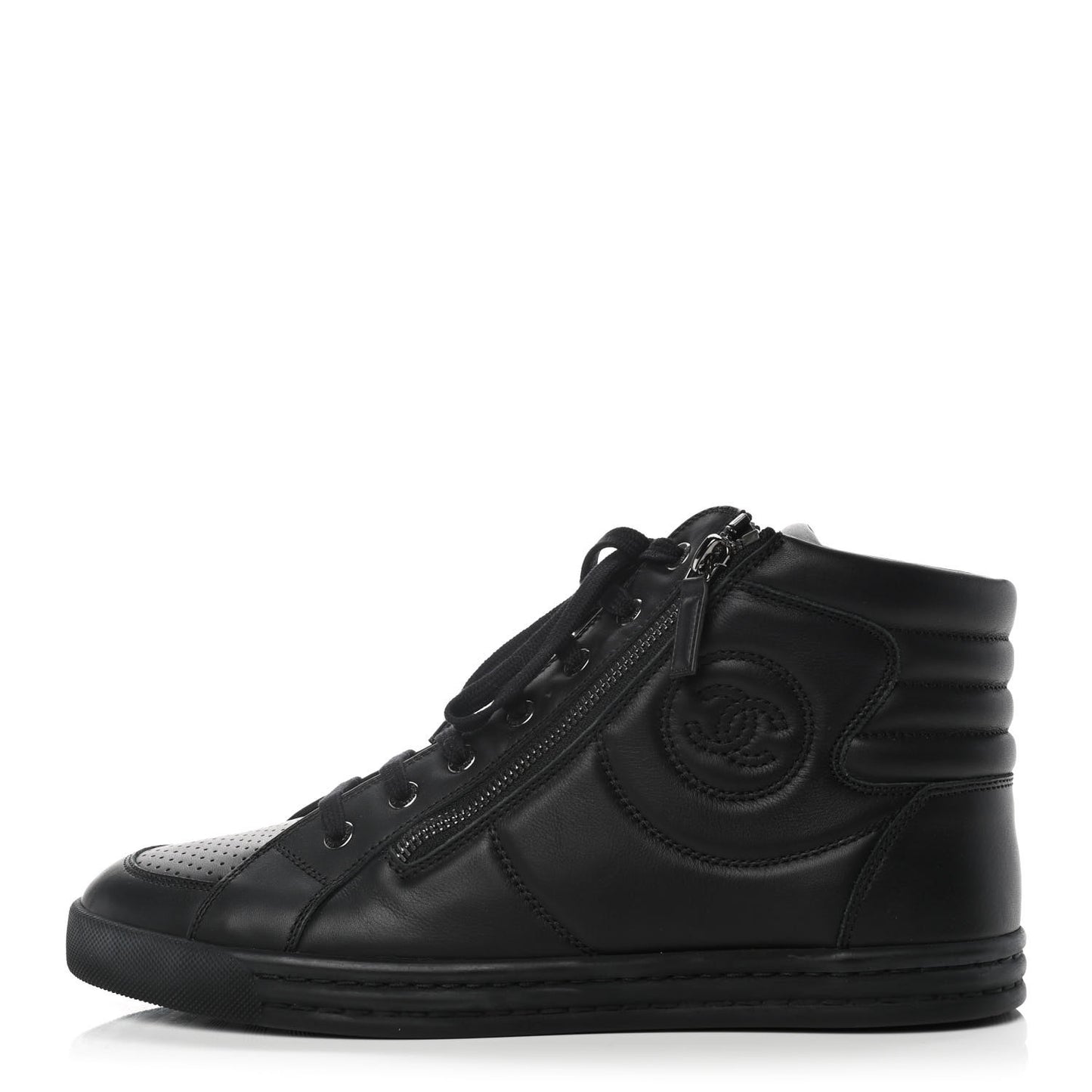 Calfskin Mens High Top CC Sneakers 41 Black