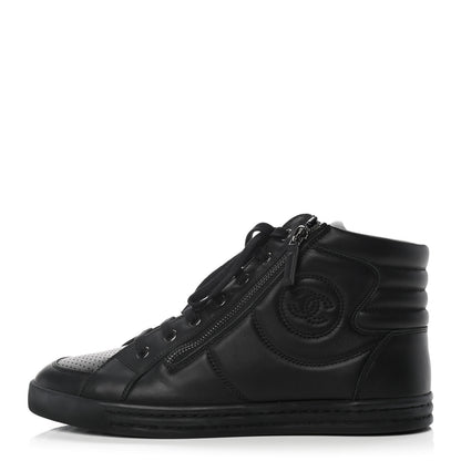 Chanel Calfskin Mens High Top CC Sneakers 41 Black 1 of 9