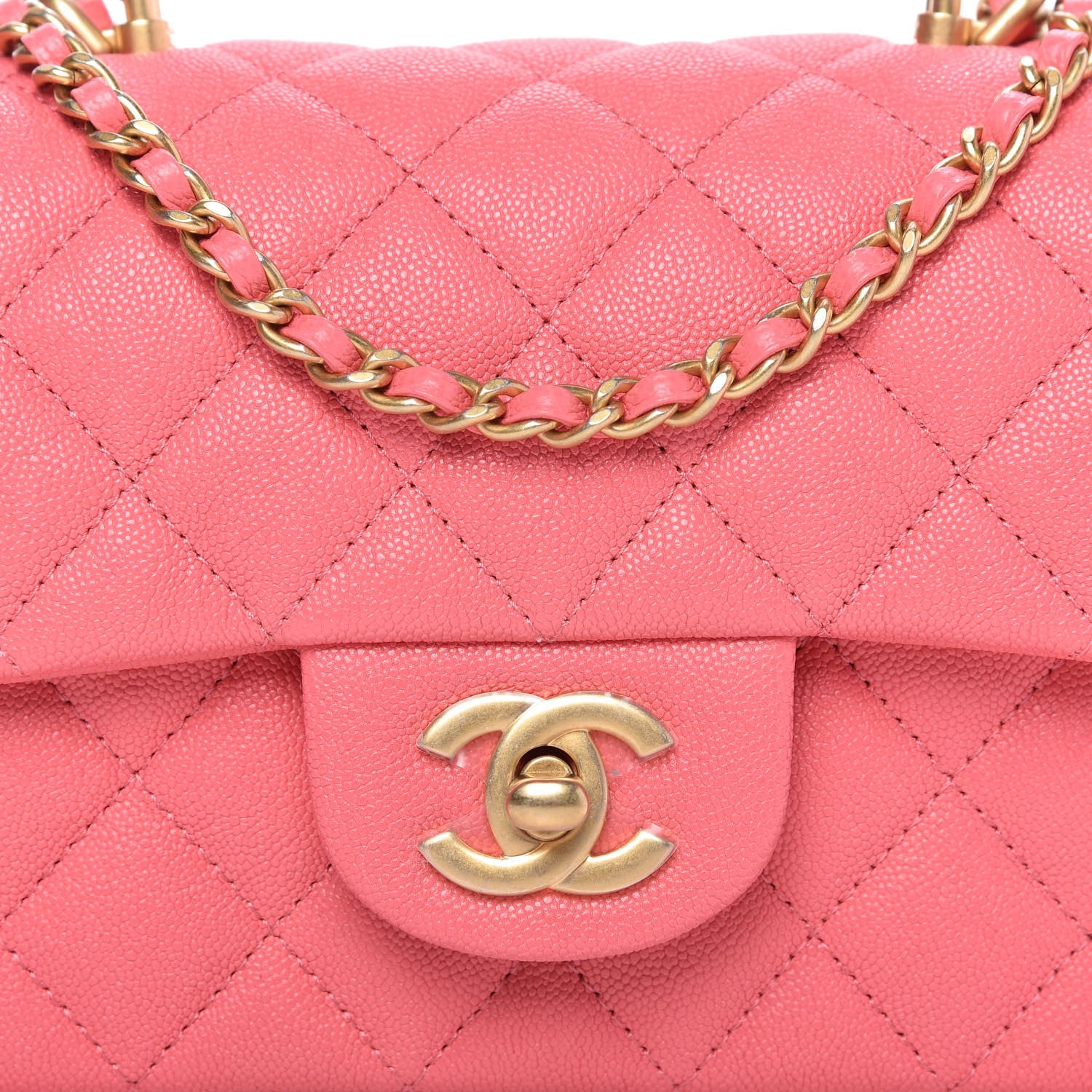 Chanel Caviar Quilted Mini Top Handle Rectangular Flap Pink 10 of 10