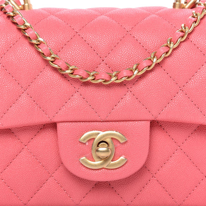 Chanel Caviar Quilted Mini Top Handle Rectangular Flap Pink 10 of 10