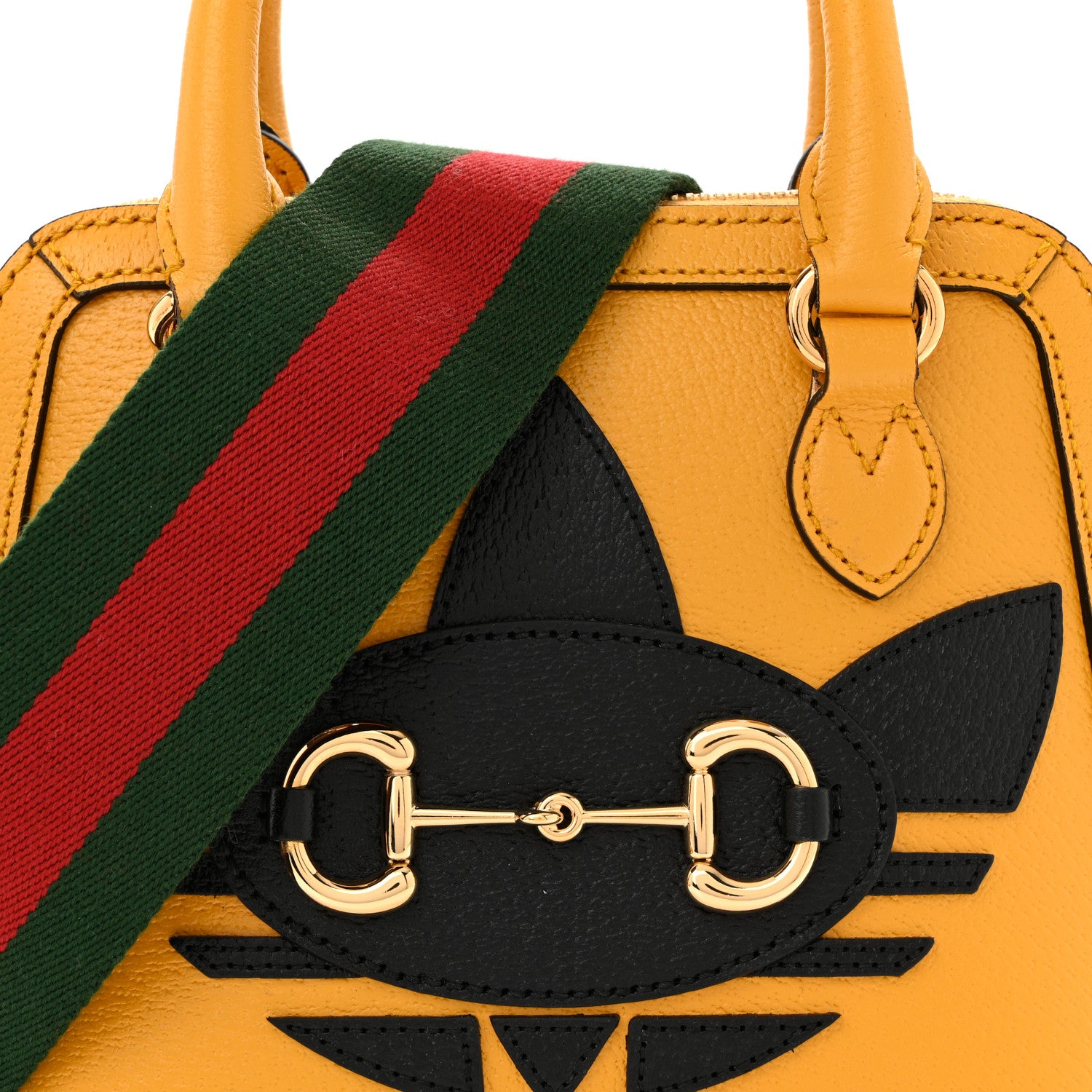 Gucci X ADIDAS Textured Dollar Calfskin Web Trefoil Mini Horsebit