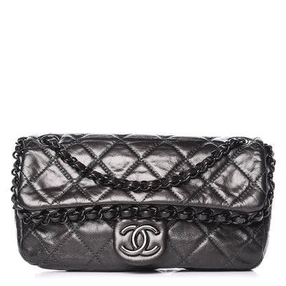 Chanel Metallic Aged Calfskin Quilted Small Chain Me Flap Black 1 of 10