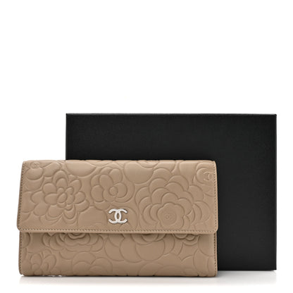 Chanel Lambskin Camellia Embossed Large Flap Wallet Gold 9 of 9