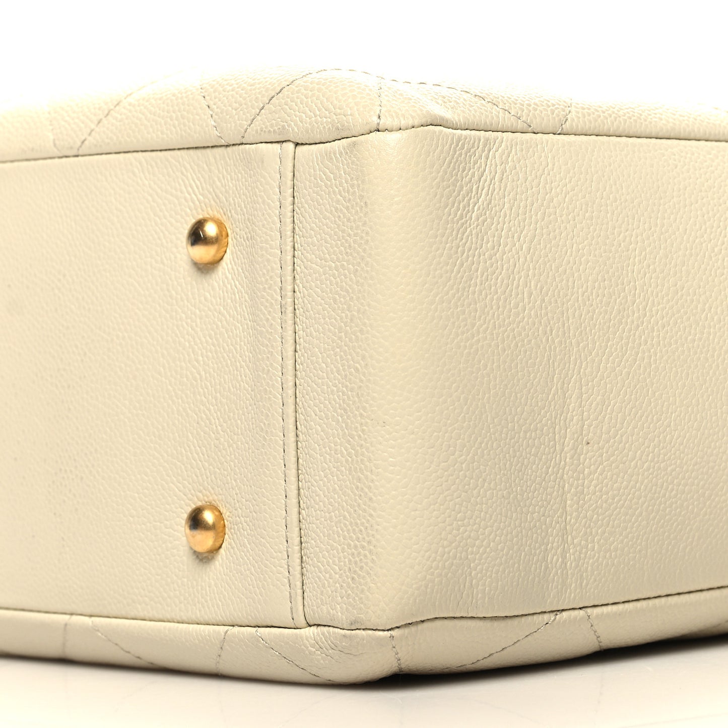 Caviar Quilted Small Shopping Tote White