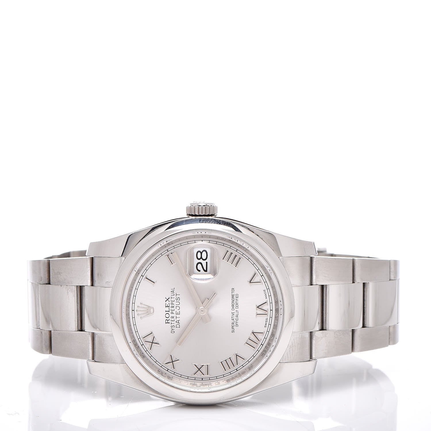 Rolex Stainless Steel 36mm Oyster Perpetual Datejust Watch Silver Roman 116200 3 of 7