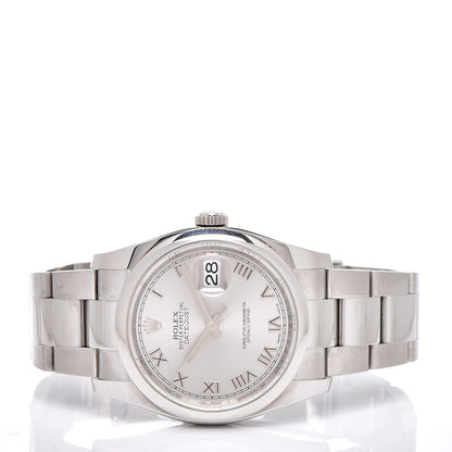 Rolex Stainless Steel 36mm Oyster Perpetual Datejust Watch Silver Roman 116200 3 of 7
