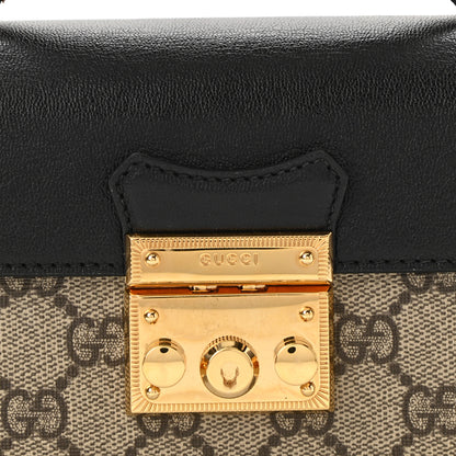 Gucci GG Supreme Monogram Calfskin Mini Padlock Top Handle Shoulder Bag Beige Black Cuir 8 of 10