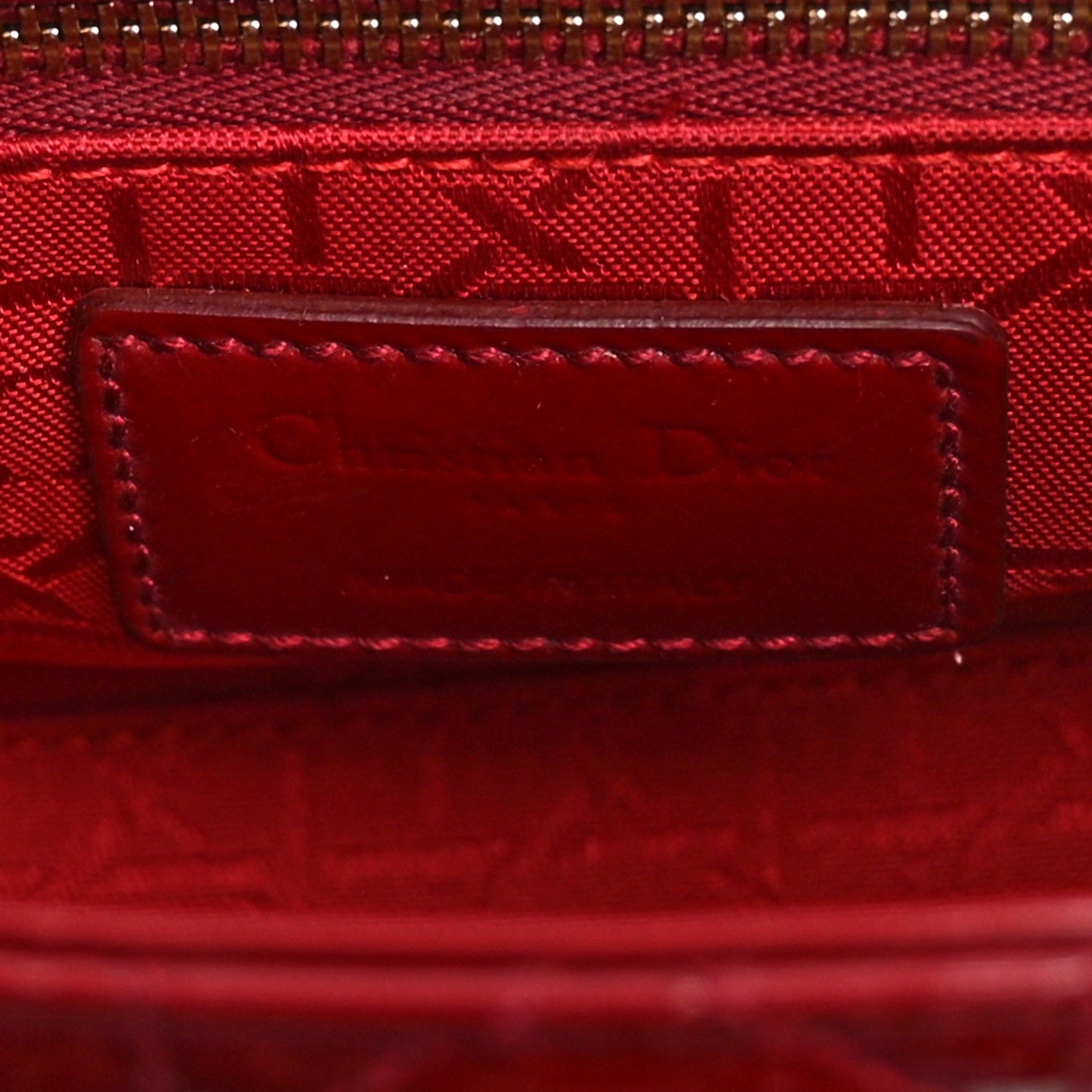 Patent Cannage Mini Lady Dior Red