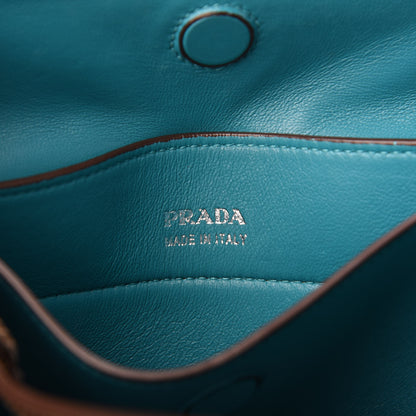 Prada Saffiano Cuir Medium Double Handle Tote Cannella Turchese 6 of 9