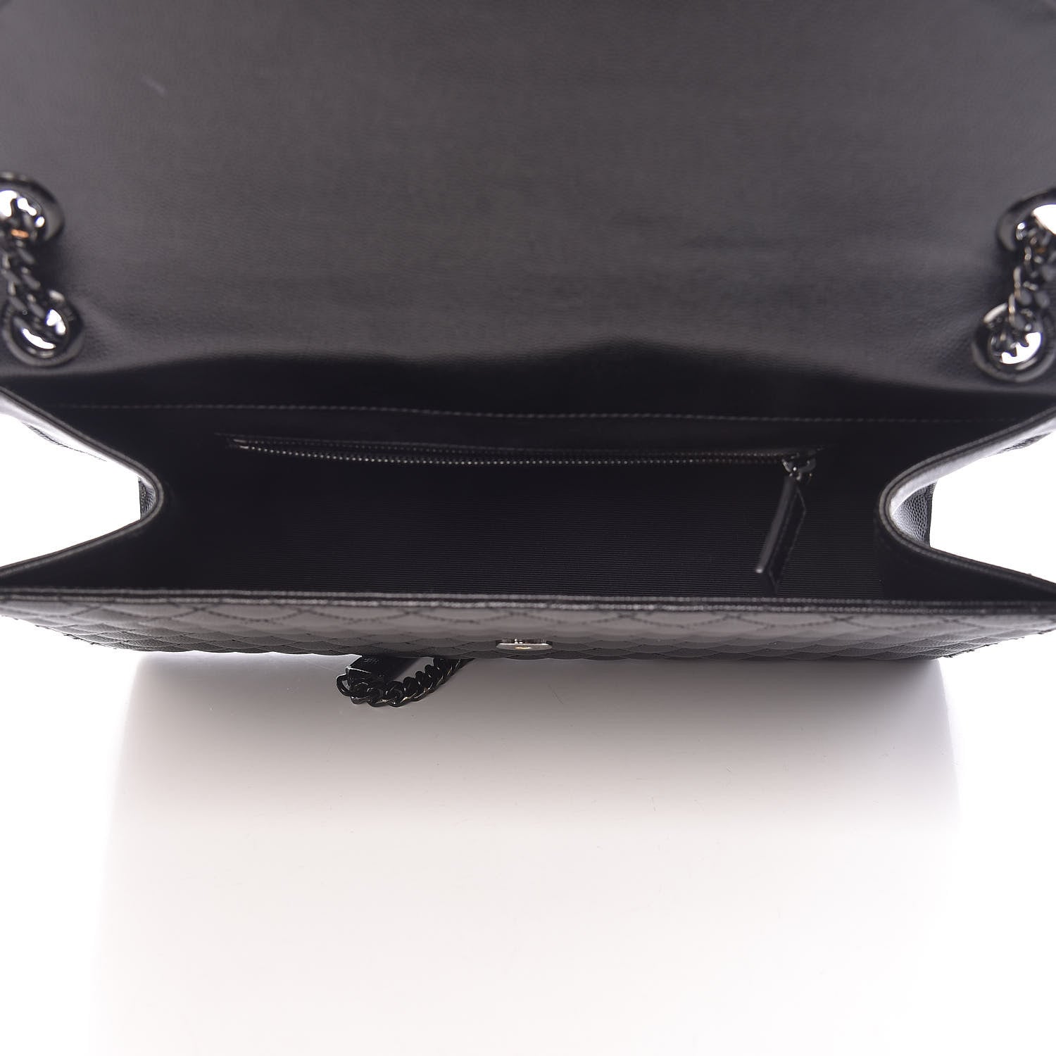 Saint Laurent Grain De Poudre Large Tri-Quilt Monogram Satchel Black 5 of 15