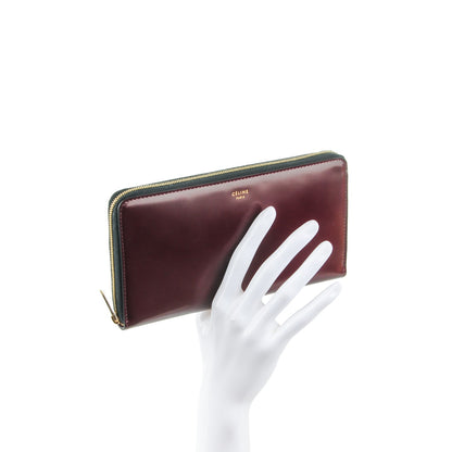 Celine Spazzolato Calfskin Large Zip Around Multifunction Wallet Wine 2 of 8