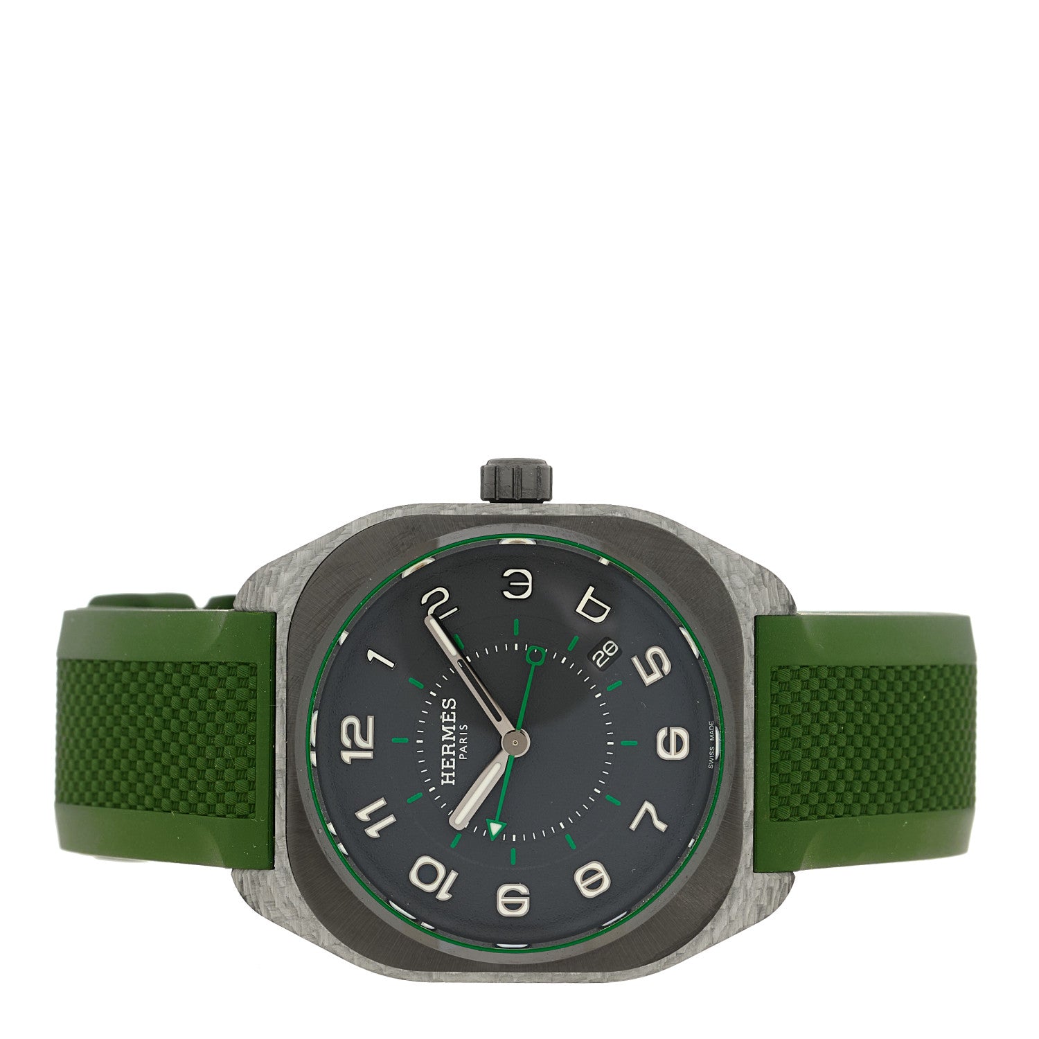 Hermes Glass Fiber Ceramic Rubber 39mm H08 Automatic Watch Vert
