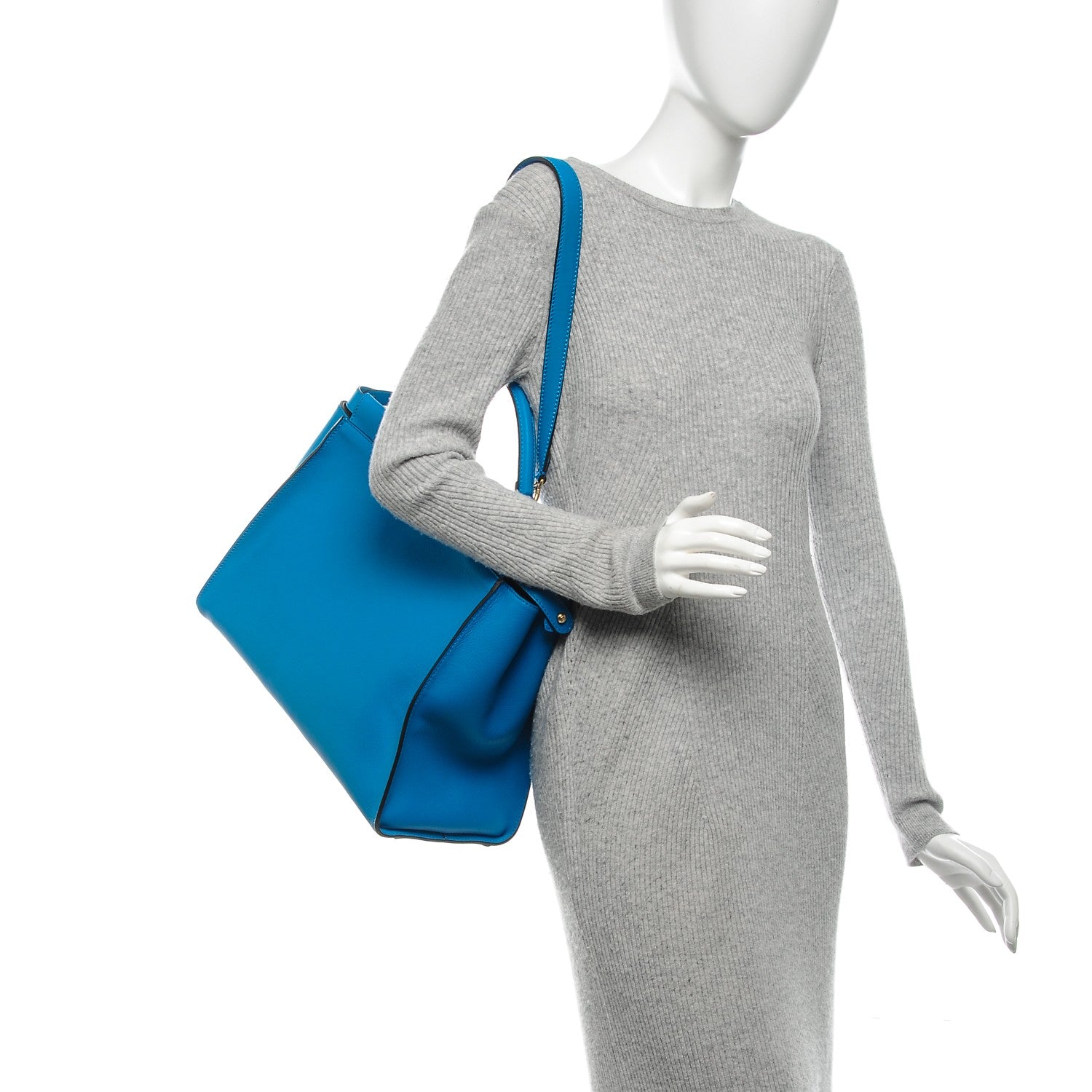 Fendi Vitello Seta Studded Monster Eyes Large Peekaboo Iconic Satchel Blue Royal Black Multicolor 2 of 8