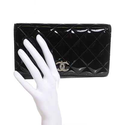 Chanel Patent Quilted Brilliant Yen Wallet Black 2 of 9