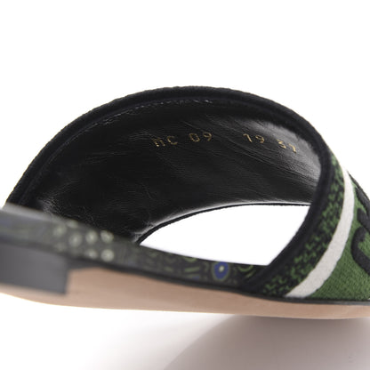 Christian Dior Canvas Embroidered Animals Dway Mules Slide Sandals 37 Green 8 of 9