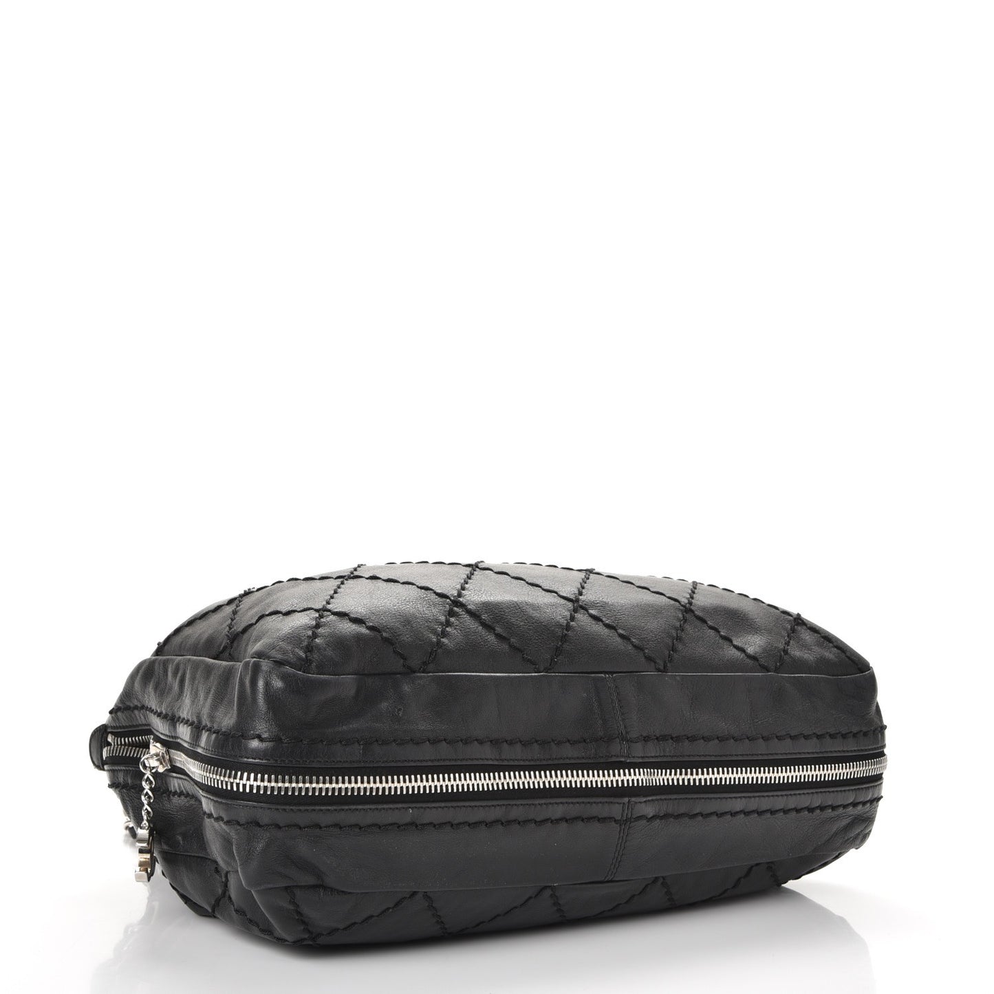 Lambskin Stitched Expandable Tote Black