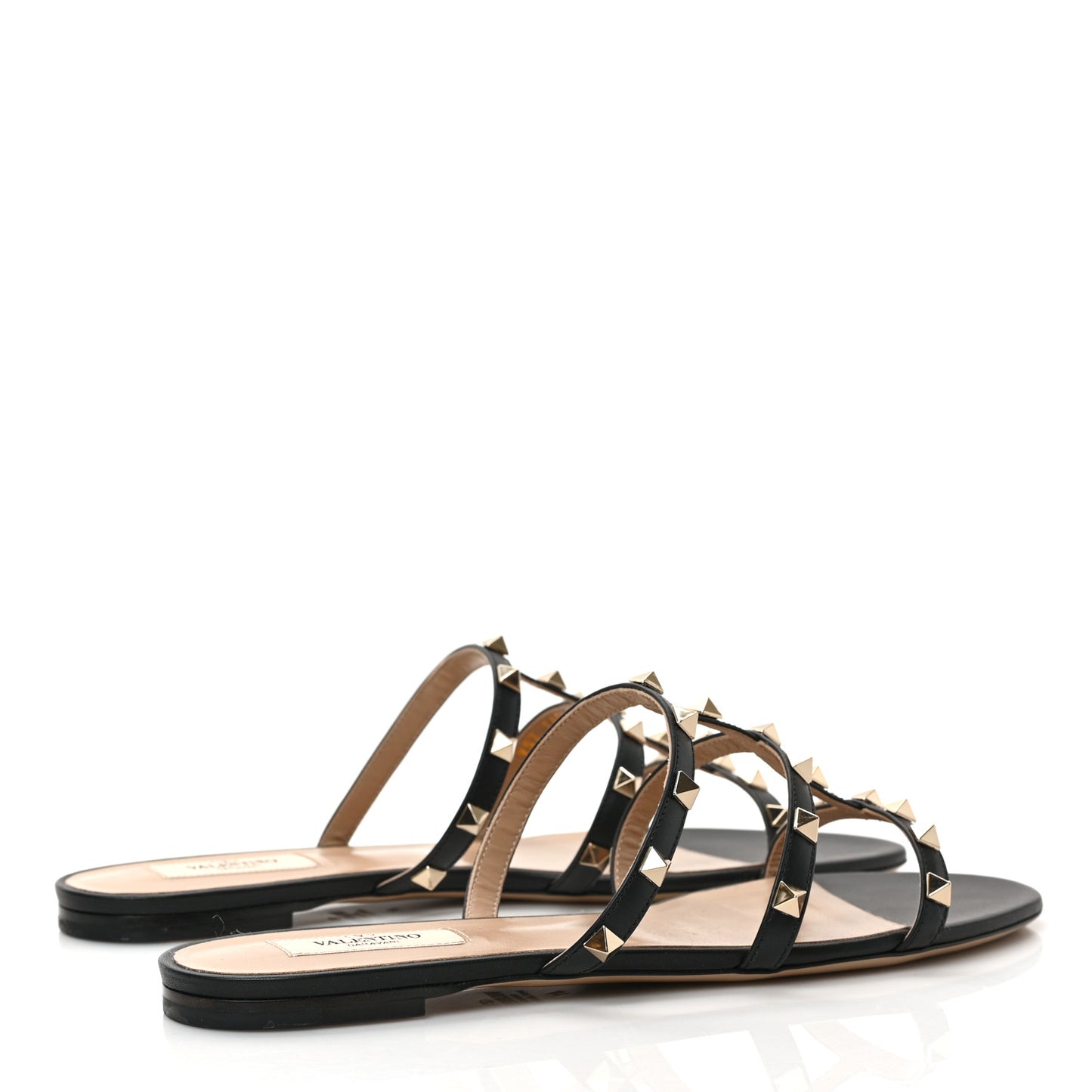 Nappa Rockstud Caged Flat Slide Sandals 41 Black