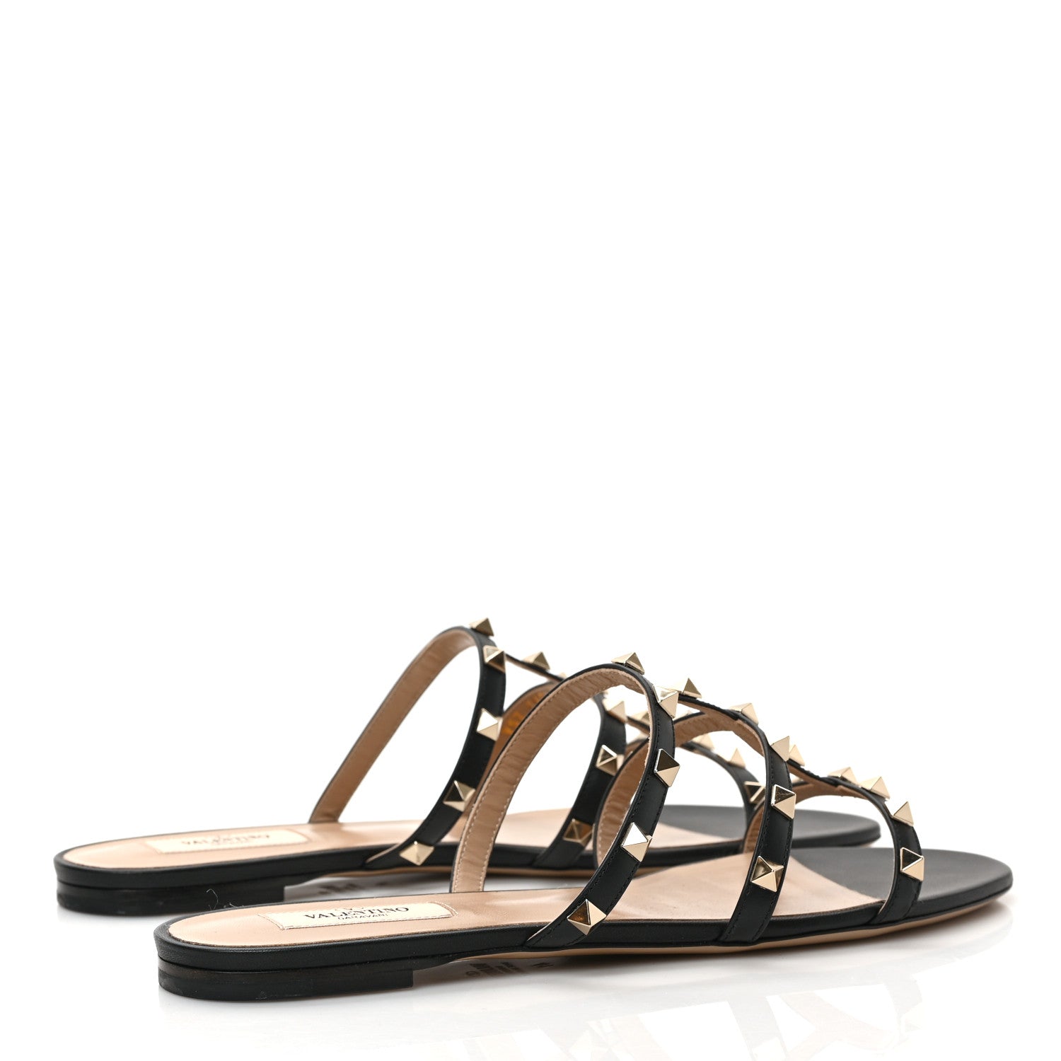 Valentino Garavani Nappa Rockstud Caged Flat Slide Sandals 41 Black 3 of 8