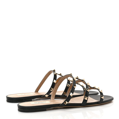 Valentino Garavani Nappa Rockstud Caged Flat Slide Sandals 41 Black 3 of 8