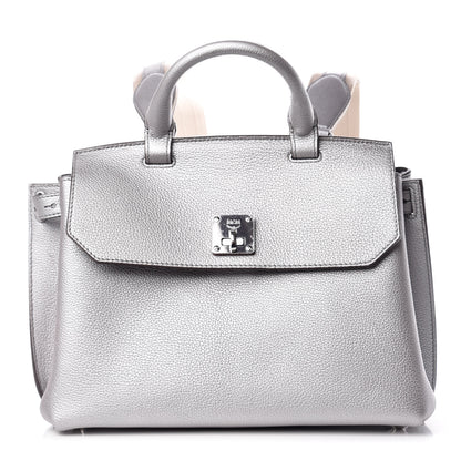 MCM Metallic Pebbled Calfskin Medium Milla Backpack Silver 1 of 11