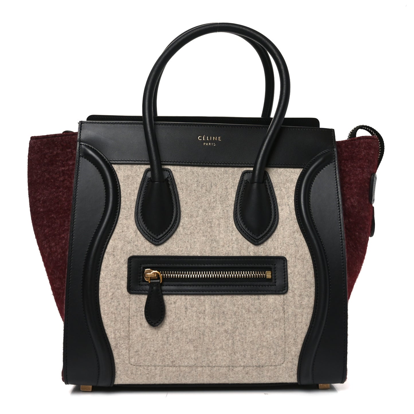 Felt Smooth Calfskin Micro Tri-Color Luggage Brown Black