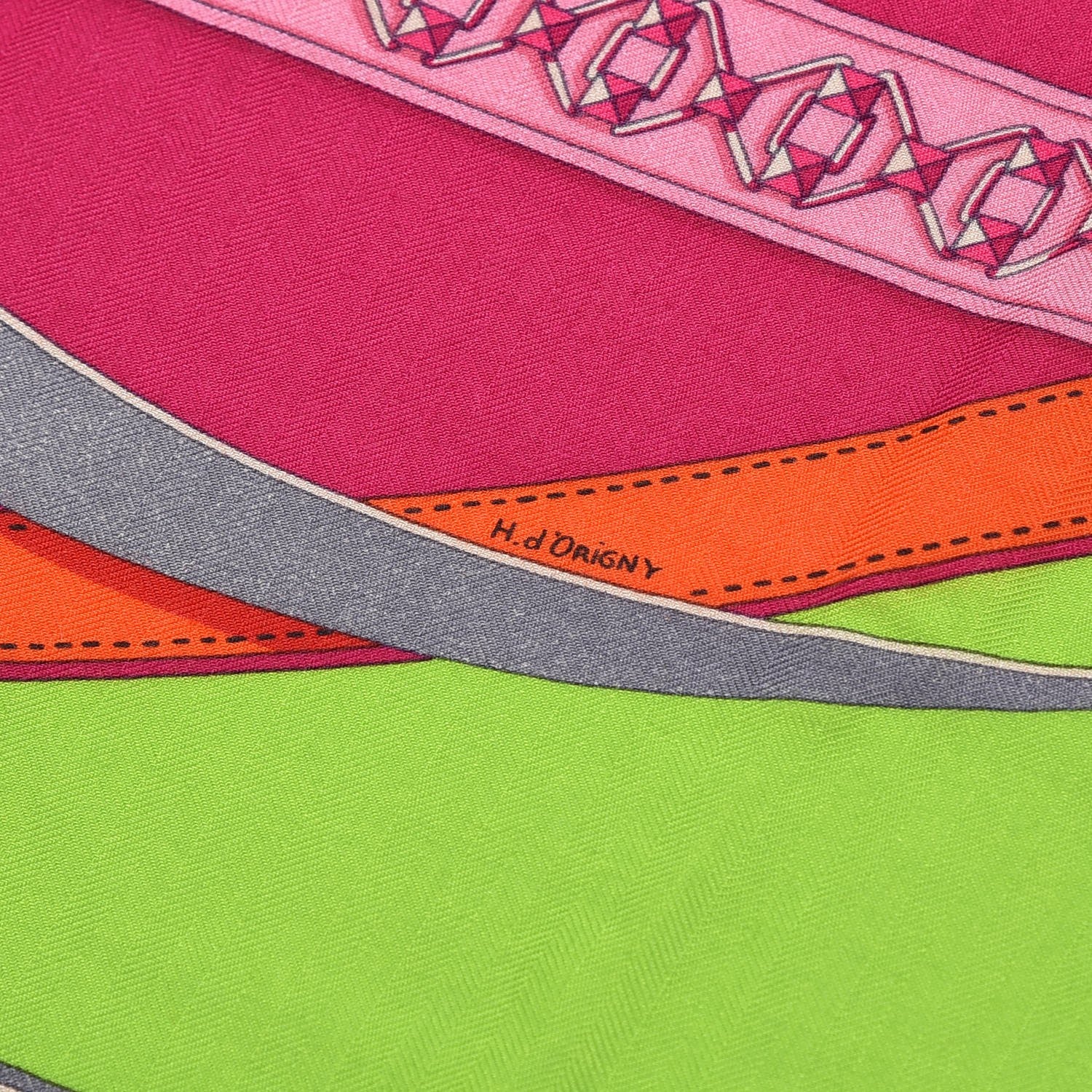 Hermes Cashmere Silk La Promenade Du Matin Shawl 140 Bleu Azur Vert Fluo Fuchsia 4 of 7