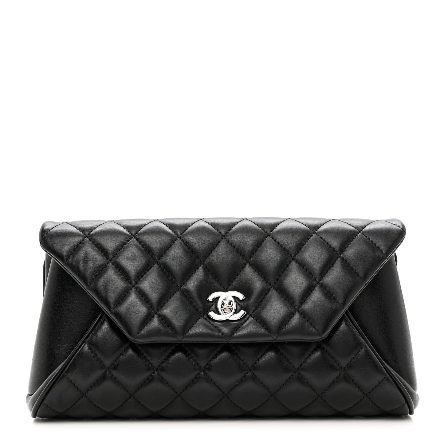 Lambskin Quilted Fold Up Again Clutch Black